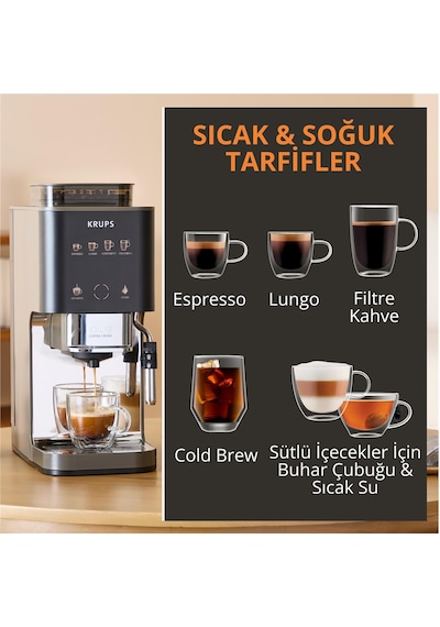 Krups Coffee Crush Experience Tam Otomatik Çekirdekten Fincana Espresso Kahve Makinesi -
