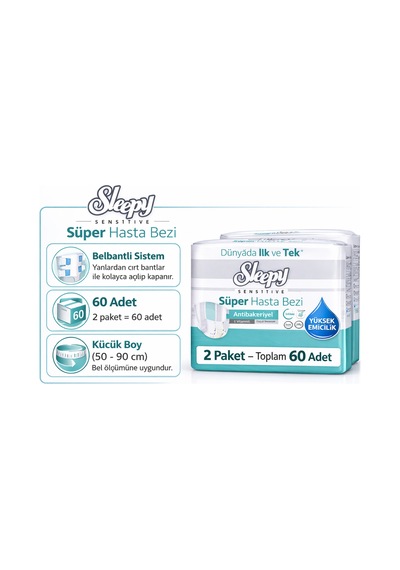 Sleepy Belbantlı Hasta Bezi S Beden 60 Adet 2 Paket X 30 Adet