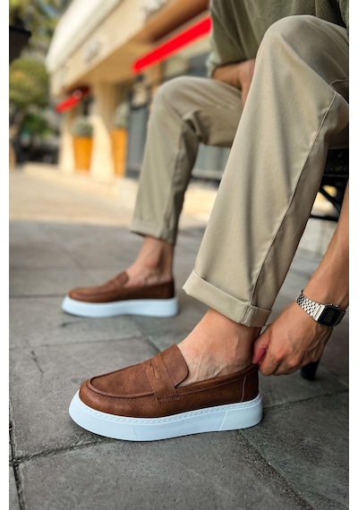 Roof Atelier Erkek Taba Loafer Ayakkabı - 421 - Cbt Bandera Taba