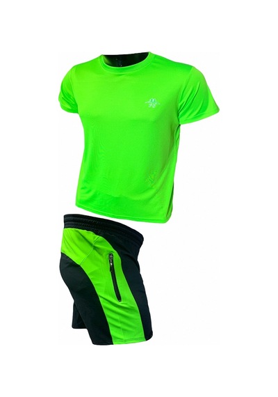 Erkek Neon Yeşil Günlük Yürüyüş Fitness Spor Takımı Yeşil