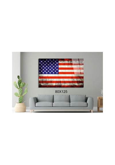 Amerika Bayrağı Karışık Cam Tablo Pct0614 Modern Dekorasyon Temalı Dekoratif Duvar Tablosu, Salon, Ev Ve Ofis Dekoru,