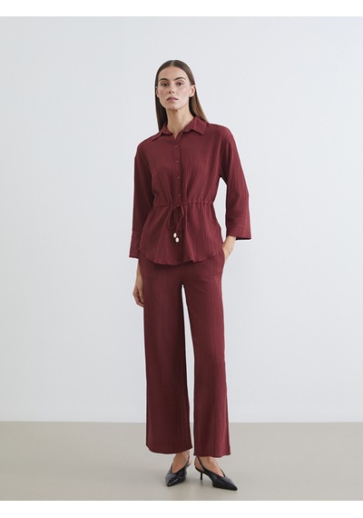 Lcwaıkıkı Classic Kırmızı Beli Lastikli Dokulu Geniş Paça Kadın Pantolon Lcwaıkıkı Classic Kırmızı Beli Lastikli Dokulu Geniş Paça Kadın Pantolon