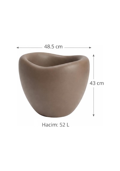 Omnipazar So-lle Lale Saksı Dekoratif Modern Plastik İç Kovalı 52 Litre Mocha