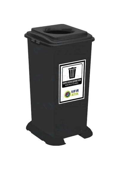 Umbex 70 Litre Plastik Lüx Geri Dönüşüm Kutusu Geri Dönüşüm Kovası / Sıfır Atık Kutusu A Kalite Siyah
