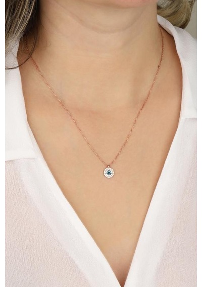 Turkuaz Taşlı Küçük Mercimek Kolye Rose Gold