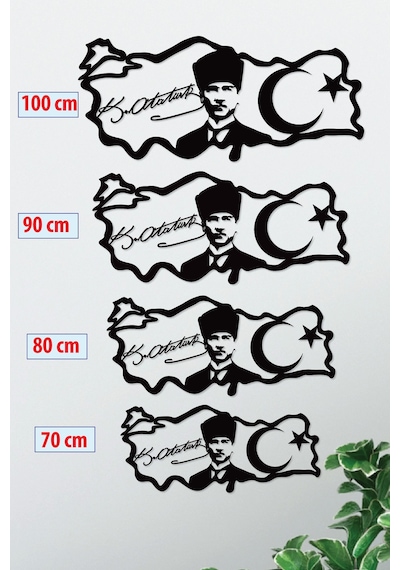 Gowpenart Atatürk Portreli İmzalı Türkiye Siyah Metal Duvar Tablo
