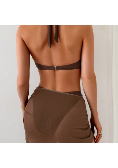 Ece's Design Kadın İstiridye Desenli Bikini Takımı My1002 Kahverengi