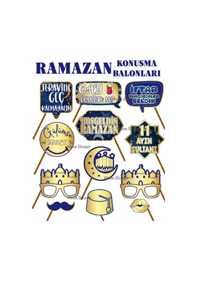 Hoş Geldin Ramazan İftar Konuşma Balonu Seti 12  Parça Fotoğraf Aksesuarı