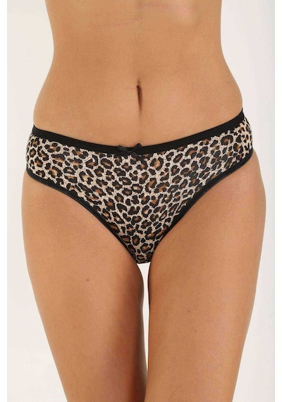 Royaleks 6 Adet Likralı Kadın Slip Külot Leopar Siyah Gri