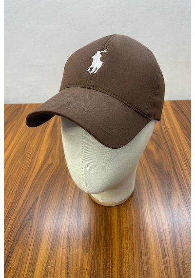 Hamze Polo Nakışlı Gabardin Kumaş Unisex Cap Şapka Kahverengi