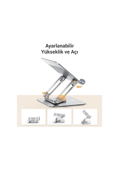 Juo 360 Dönebilen Alüminyum Tablet Standı Yükseklik Ve Eğim Ayarlı Metal Tablet Tutucu