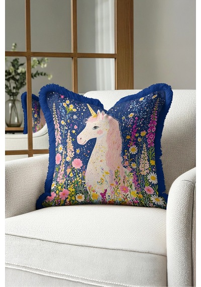 Unicorn Çiçek Bahçesi Masalsı Saçaklı Yastık Kılıfı - Floral Boho Lacivert Püsküllü Kırlent Kılıfı Kadim Atlas Mira Unicorn Çiçek Bahçesi Masalsı Saçaklı Yastık Kılıfı - Floral Boho Lacivert Püsküllü Kırlent Kılıfı Kadim Atlas Mira