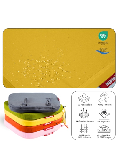 Xpermate 4'lü Standartfit Oval Sandalye Minderi 42x42x5 Sarı