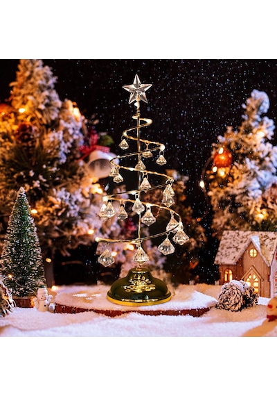 Vıp Kalite 20 Cm Metal Kristal Sarkıtlı Yılbaşı Ağacı Gün Işığı Led Işıklı Noel Ağacı Gold Çam Ağacı 20 Cm