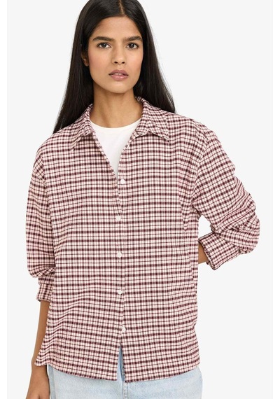 Defacto Oversıze Kareli Flanel Gömlek G7760ax26spbr169 Bordo-br169 Defacto Oversıze Kareli Flanel Gömlek G7760ax26spbr169 Bordo-br169
