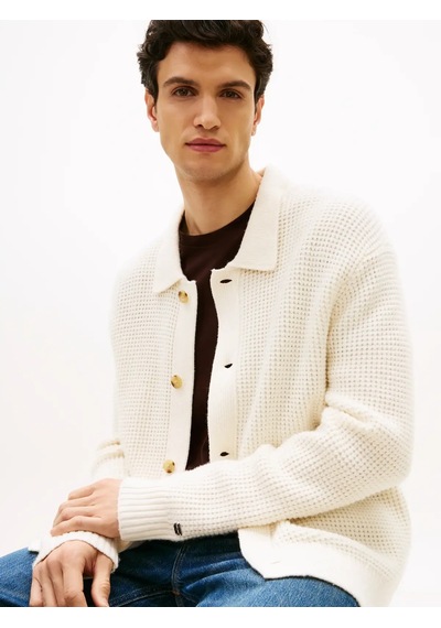 Tommy Hilfiger Dc Button Up Cardıga, Z00 Krem Erkek Hırka