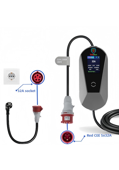 Voltbox Max22 Taşınabilir Elektrikli Araç Şarj Cihazı 32a/22kw/380v 5 Metre -türkçe Menü 22 Kw Taşınabilir Voltbox Max22 Taşınabilir Elektrikli Araç Şarj Cihazı 32a/22kw/380v 5 Metre -türkçe Menü 22 Kw Taşınabilir