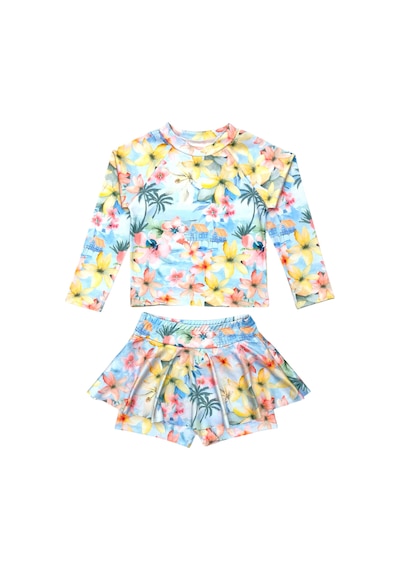 Lolliboomkids Kız Çocuk Pastel Renk Çiçek Desenli Uzun Kollu Tayt Etekli 2 Parça Mayo / Bikini Takımı Çiçek Çok Renkli Lolliboomkids Kız Çocuk Pastel Renk Çiçek Desenli Uzun Kollu Tayt Etekli 2 Parça Mayo / Bikini Takımı Çiçek Çok Renkli