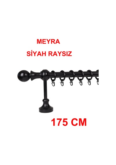 Meyra Demonte Başlıklı Ahşap Rustik Perde Askısı - Raysız -siyah 175 Cm Siyah