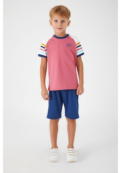 Rolypoly Section Patterned Pembe Erkek Çocuk Bermuda Takım 5274-33136 Pembe
