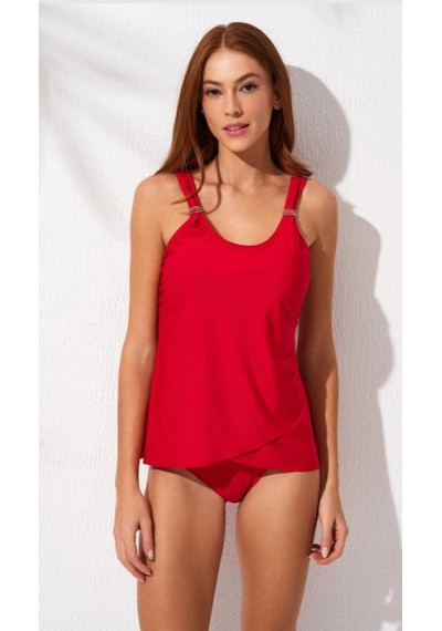 Pierre Cardin Yuvarlak Yaka Tankini Takım Yeni Sezon 2025 Kırmızı