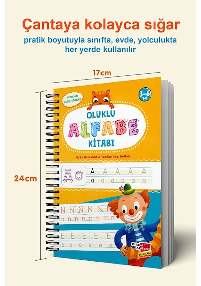 Alfabe Yazı Kitabı Sihirli Uçan Kalemli Oluklu (Kabartmalı) Yazmayı Kolayca Öğreten Kitap Dikkat Atölyesi Yayınları