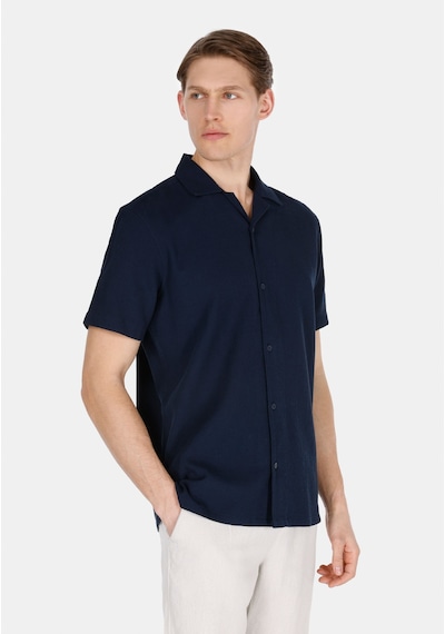 Colin's Colins Regular Fit Shirt Neck Düz Erkek Lacivert Kısa Kol Gömlek Cl1074511 Q1.v1 Nav