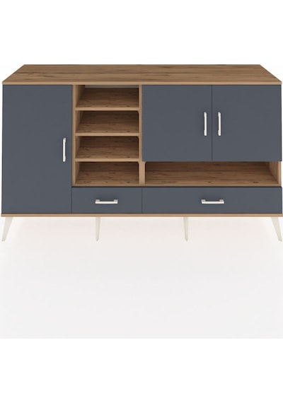 Kronos Konsol 8 Raflı 2 Çekmeceli 3 Kapaklı 176x59x99 Çam-antrasi Çam-antrasit