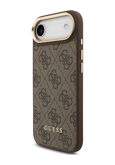 Apple Uyumlu iPhone 17 Air  Kılıf Guess Lisanslı M-safeli 4g Metal Büyük Logolu Kartlıklı Kapak Kahverengi Kahverengi