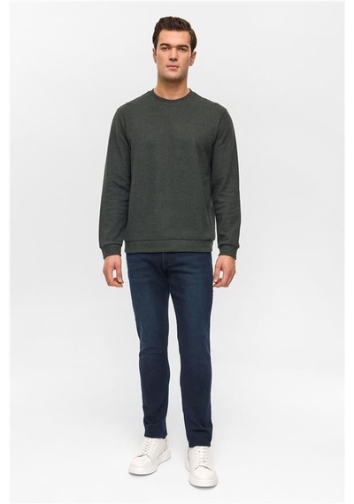 SÜVARİ Haki Regular Düz Bisiklet Yaka Sweatshirt Haki