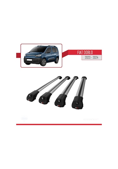 Fiat Doblo 2023 Ve Sonrası İle Uyumlu Ace-1 Ara Atkı Tavan Barı Gri 4 Adet Bar