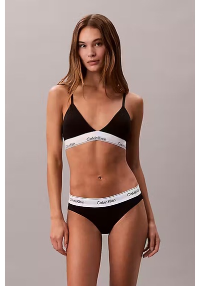 Kadın İkonik Logo Bantlı Bikini Külot - Siyah Black