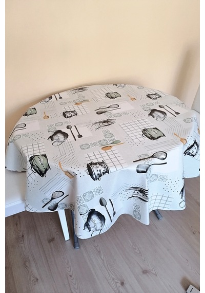 Altı Astarlı Yuvarlak Muşamba Masa Örtüsü -140 Cm Çap-elg34