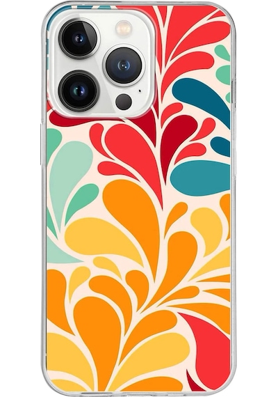 Apple Uyumlu iPhone 13 Pro İle 1mm Slim Fit Retro Renkler 5 Baskılı Şeffaf Kılıf