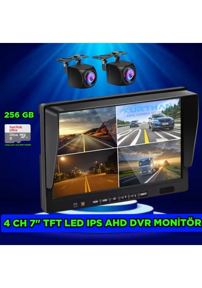2 Adet 170'' Balık Gözü Lens Geniş Açı Kamera 7 İnç Dvr Monitör