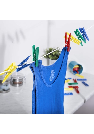 144 Adet Plastik Çamaşır Mandalı, İz Bırakmaz, Ekstra Dayanıklı Çok Renkli
