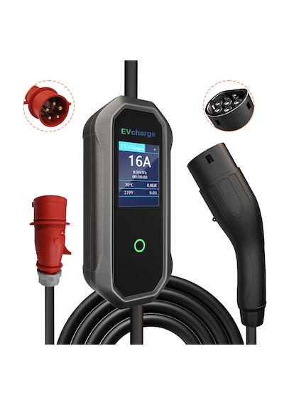 Evcharge Elektrikli Araç Taşınabilir Şarj Istasyonu 11 Kw 16a Tip-2 5x32a 5 Mt Tip2 Mobil Uygulama 11.0 KW