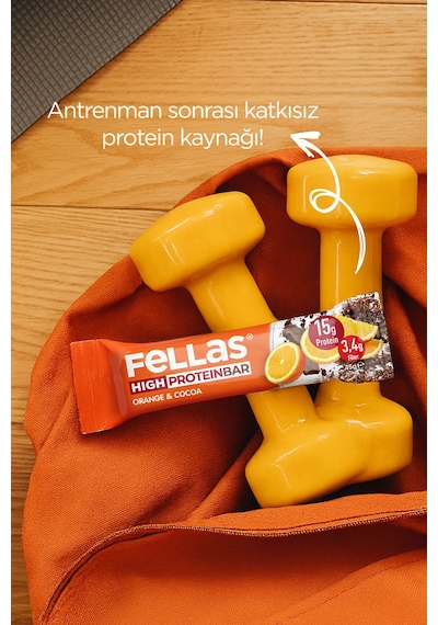 Fellas Yüksek Protein Bar - Portakal & Kakao 45 G x 12 Adet