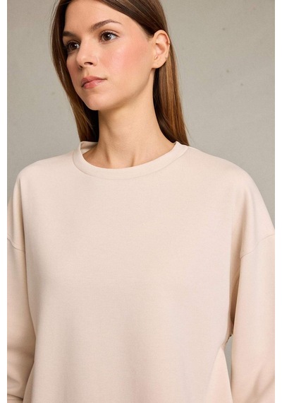 Defacto Bisiklet Yaka Modal Sweatshirt G2913ax25auer120 Ekru