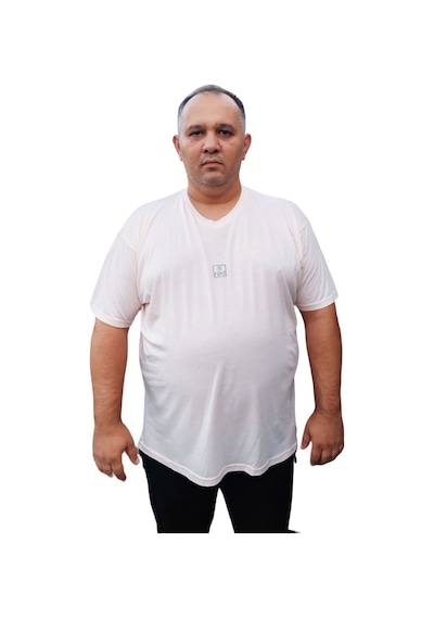 Big Nona Erkek Büyük Beden Unisex T-shirt V Yaka Toz Pempe Pembe