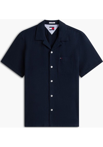 Tommy Hilfiger Tjm Reg Lınen Blend Camp Ss Ext Erkek Mavi Kk Gömlek - Dm0dm23058-14928