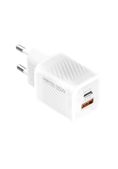 Recci Rc83e Type-c Pd & Usb-a Gan Teknolojili Qc3.0 Hızlı Şarj Başlığı 35w Beyaz