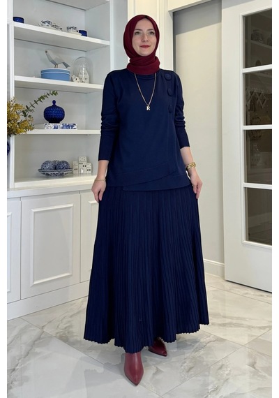 Rabia Şamlı Rana Triko Takım Lacivert Normal