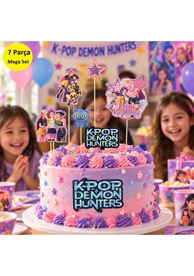 Schulzz Party K-pop Demon Hunters Temalı Mega Set Pasta Süsü 7 Parça +3