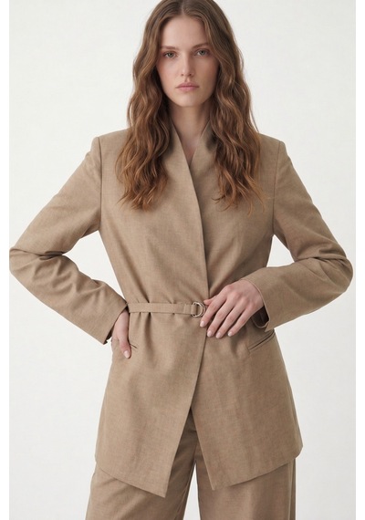 Antioch Keten Karışımlı Kadın Blazer Ceket Ba26y443 Bej