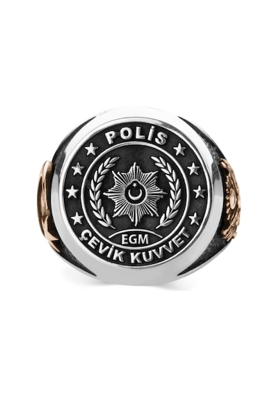 Ay Yıldızlı Osmanlı Armalı Egm Polis Çevik Kuvvet 925 Ayar Gümüş Yüzük Özel Tasarım Model