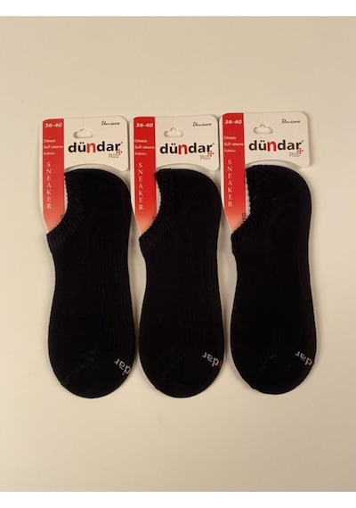 Unisex Sneaker Dikişsiz Çorap Plus Penye 3'lü Siyah