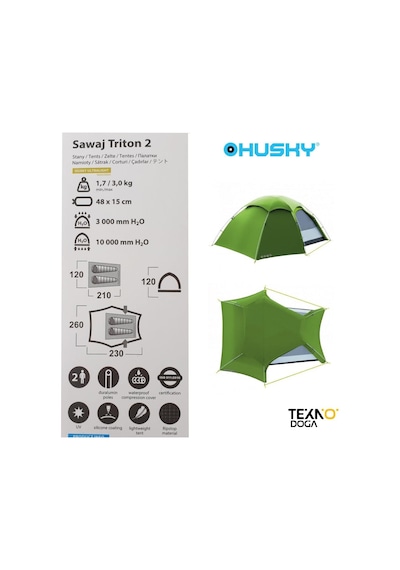 Husky Sawaj Triton 2 Kişilik 5 Mevsim Kamp Çadırı Yeşil