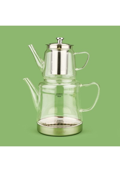 Gramor Çelik İndüksiyon Tabanlı Cam Çaydanlık - Şeffaf - 1,8 Lt + 600 Ml Çok Renkli