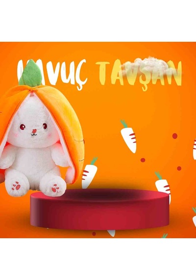 25 Cm Havuç Kulaklı Tavşan